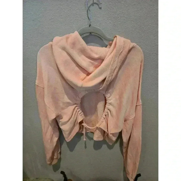 American Eagle Women's XL Cropped Pink Hoodie Pullover Casual Long Sleeve - Picture 5 of 10